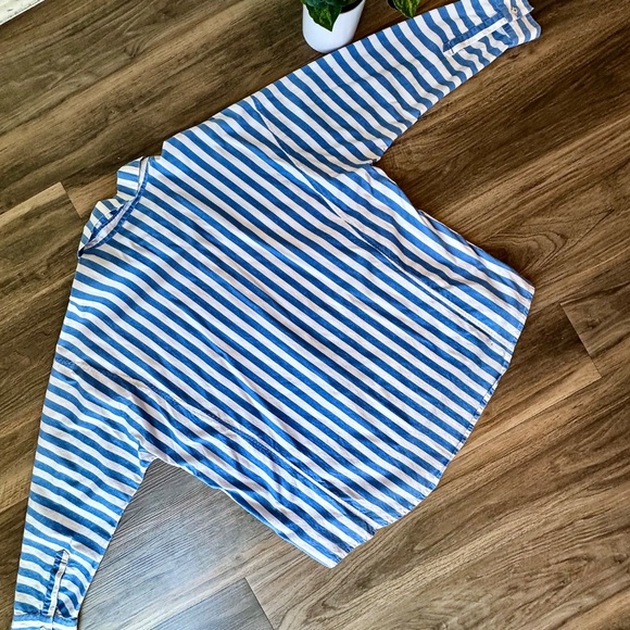 Vineyard Vines Oversized Button Down Shirt Blue White Stripe Long Sleeve Top 10 - Picture 12 of 14